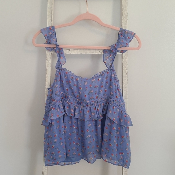 Joie NWT Medium 100% Silk floral ruffle dinesha lightweight top - Picture 8 of 12